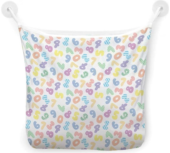 Изображение товара Органайзер для ванной - Сетка настенная на присосках для игрушек JoyArty "Геометрические цифры", 39x33 см, tgb_51826