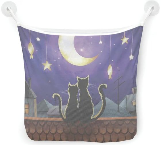 Изображение товара Органайзер для ванной - Сетка настенная на присосках для игрушек JoyArty "Кошачья романтика", 39x33 см, tgb_378647