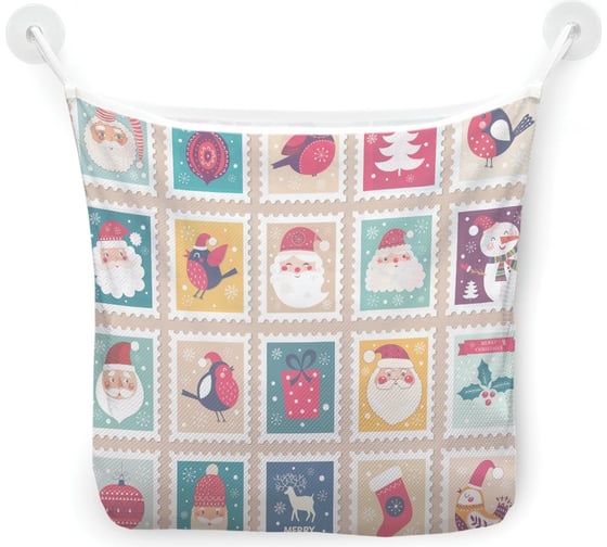 Изображение товара Органайзер для ванной - Сетка настенная на присосках для игрушек JoyArty "Праздничные марки", 39x33 см, tgb_78639