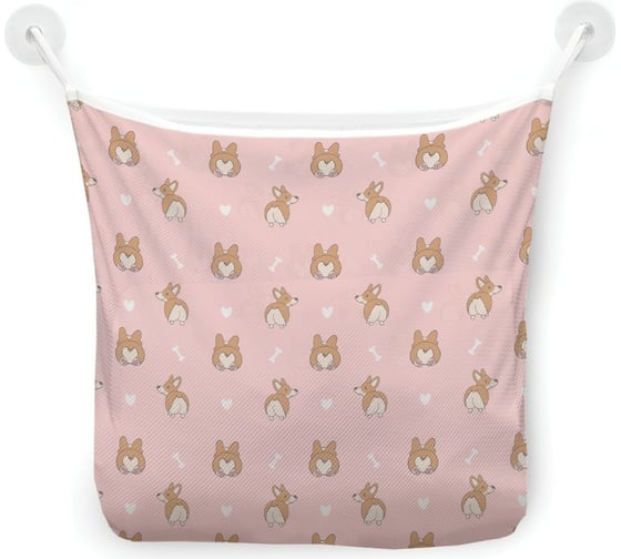 Изображение товара Органайзер для ванной - Сетка настенная на присосках для игрушек JoyArty "Смешные корги", 39x33 см, tgb_385252