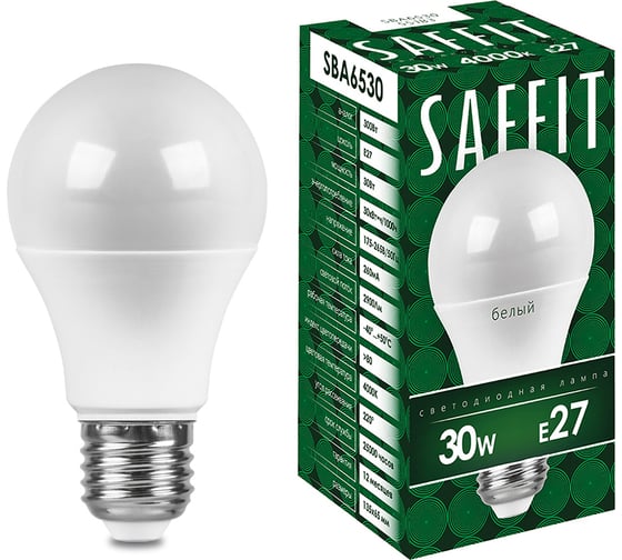 Изображение товара Светодиодная лампа SAFFIT SBA6530 Шар E27 30W 2700K 55182