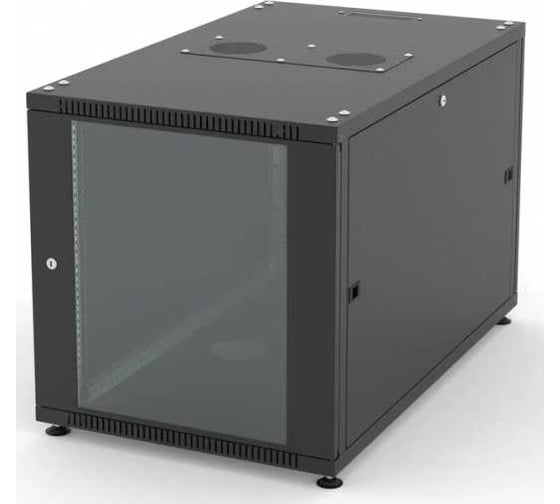 Изображение товара Шкаф напольный Filum 19'', 12U NETWORK (ШxГxВ) 600x1000x623 мм, двери: стеклянная/сплошная металл, цвет черный RAL9005 FL-NT-12610GM1M-BK