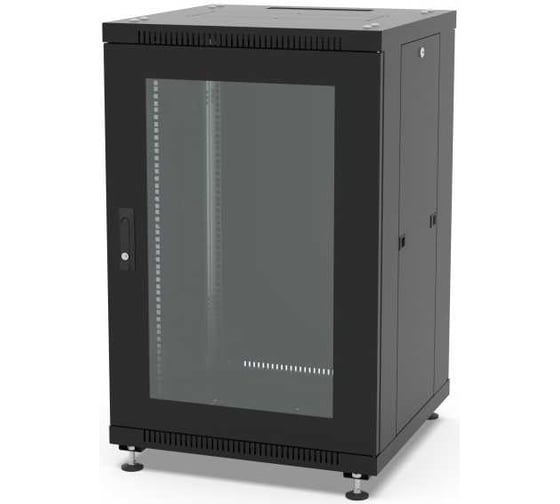 Изображение товара Шкаф напольный Filum 19, 18U NETWORK (ШxГxВ) 600x600x920 мм, двери: стеклянная/сплошная металл, цвет черный RAL9005 FL-NT-1866GM1M-BK