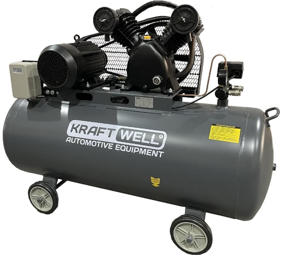 Изображение товара Компрессор поршневой KraftWell 580 л/мин, 10 бар, 200 л, 380 В, произв-ть 580 л/мин., объем ресивера 200 л KRW-AC580-200L