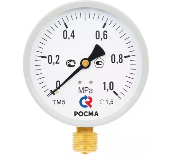 Изображение товара Манометр РОСМА ТМ-510Р.00 (0-2.5МПа) G1/2 М2 общетехнический, 100мм D270-06621