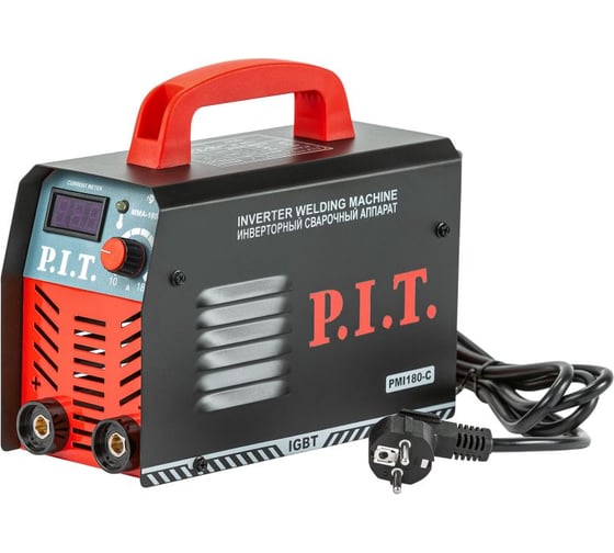 Изображение товара Сварочный инвертор P.I.T. IGBT 180 А,ПВ-60,1,6-3.2 мм,4,8квт, от пониж нап. 190,гор старт PMI180-C