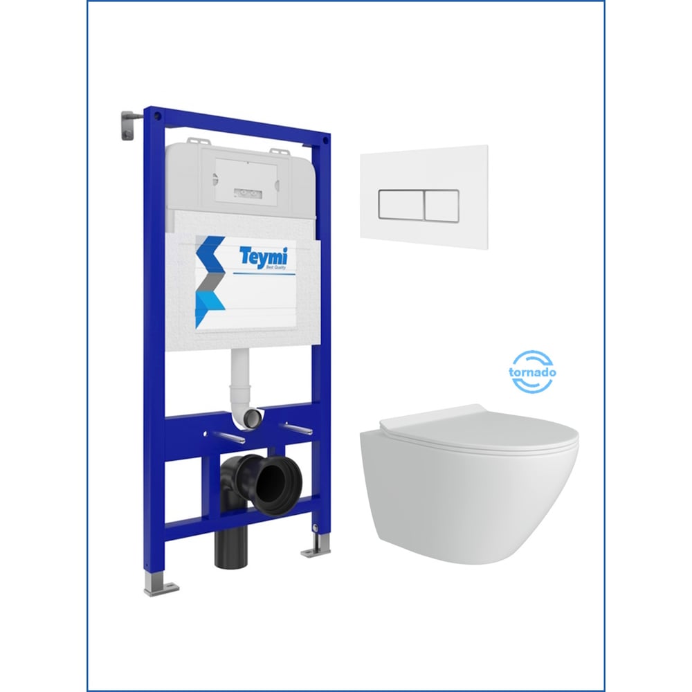 Изображение товара Инсталляция с унитазом 5 в 1 Teymi Lina Pro Vortex безободковая современная белая