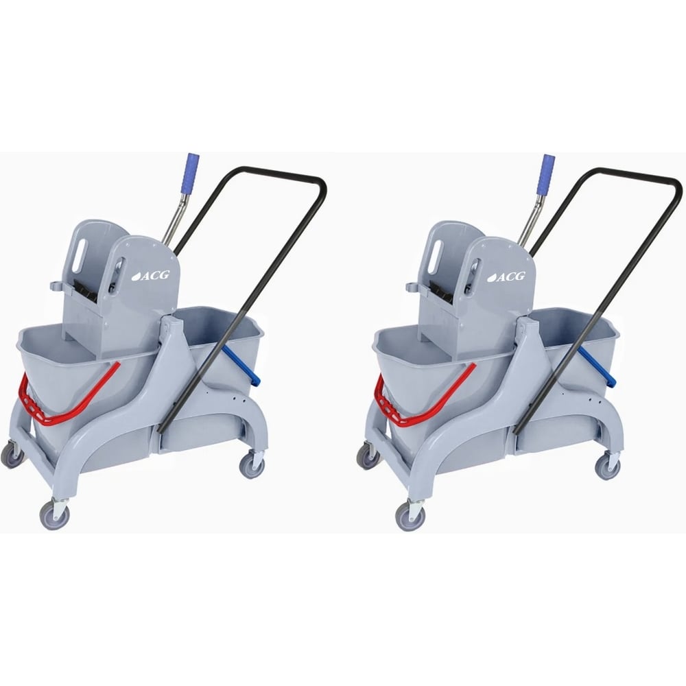 Изображение товара Тележка ACG 2x25 л с отжимом для уборки, серый цвет