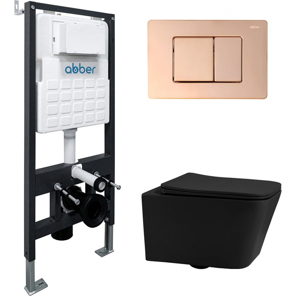 Изображение товара Комплект подвесного унитаза ABBER Rechteck AC1201MB черный матовый