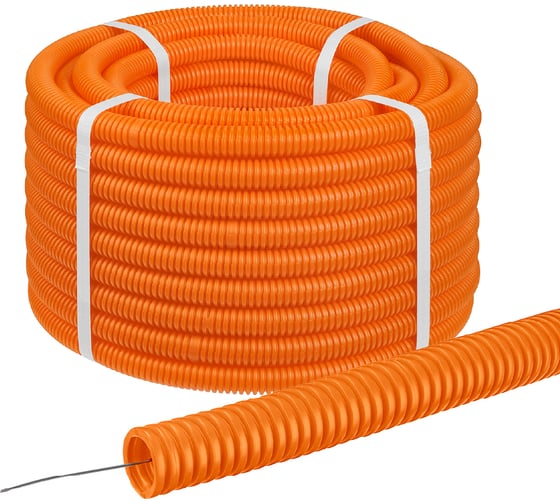 Изображение товара Гофра для кабеля TDM ELECTRIC 20мм ПНД с зондом 25 метров легкая оранжевая SQ0413-2512