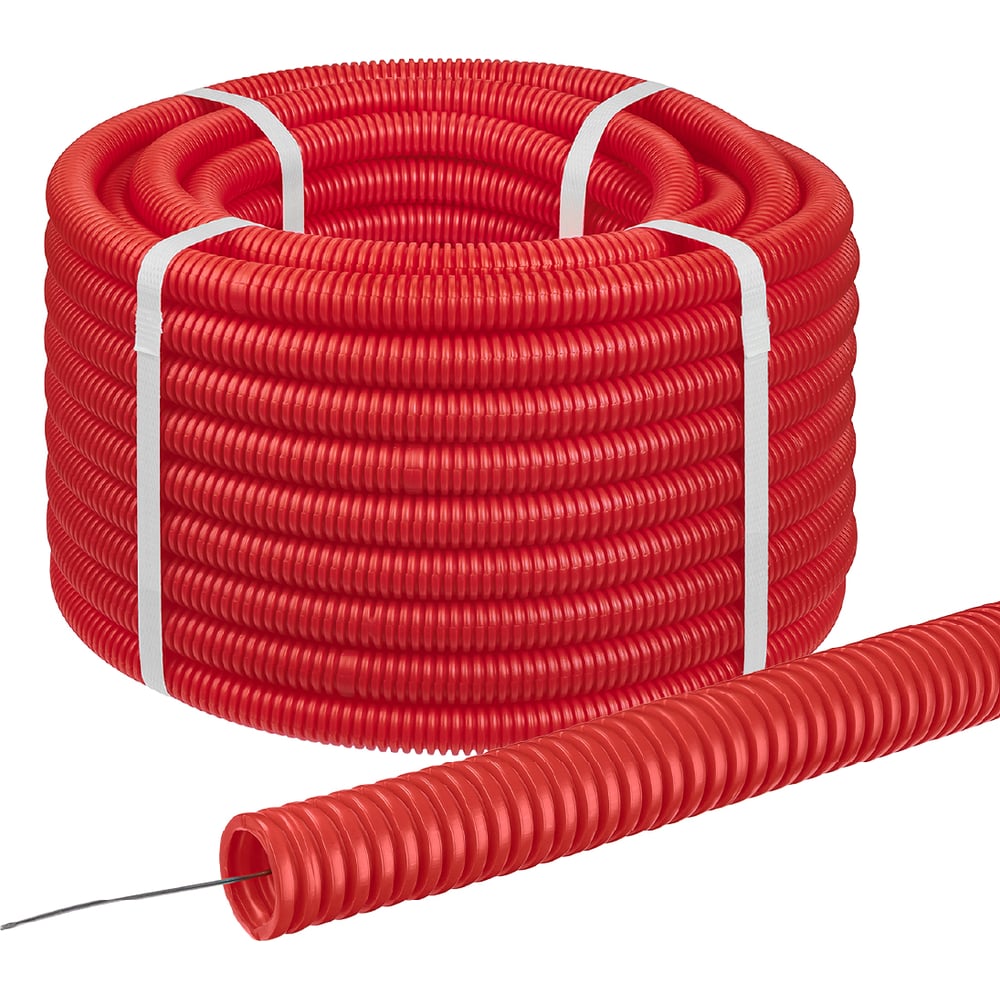 Изображение товара Гофра для кабеля TDM ELECTRIC 16мм ПНД с зондом 25м красная