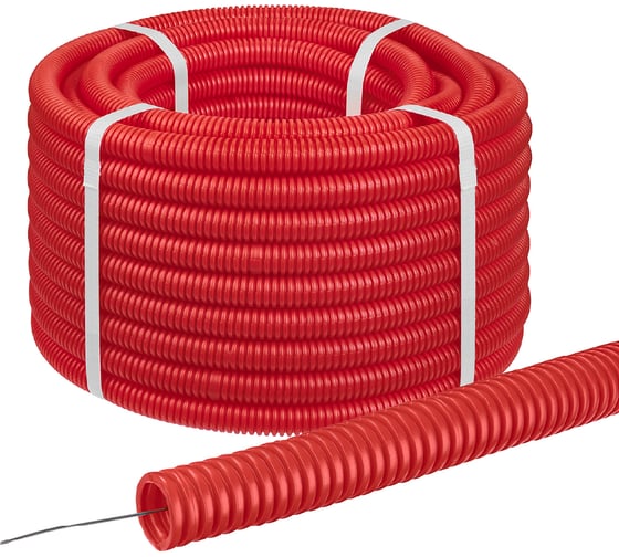 Изображение товара Гофра для кабеля TDM ELECTRIC 25мм ПНД с зондом 25 метров легкая красная SQ0413-2533