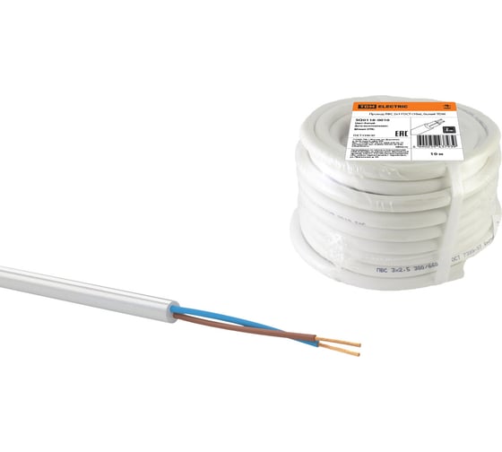Изображение товара Провод TDM ELECTRIC ПВС 2х1 ГОСТ 10м, белый SQ0118-0010