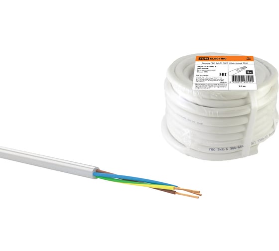 Изображение товара Провод TDM ELECTRIC ПВС 3х0,75 ГОСТ 10м, белый SQ0118-0013