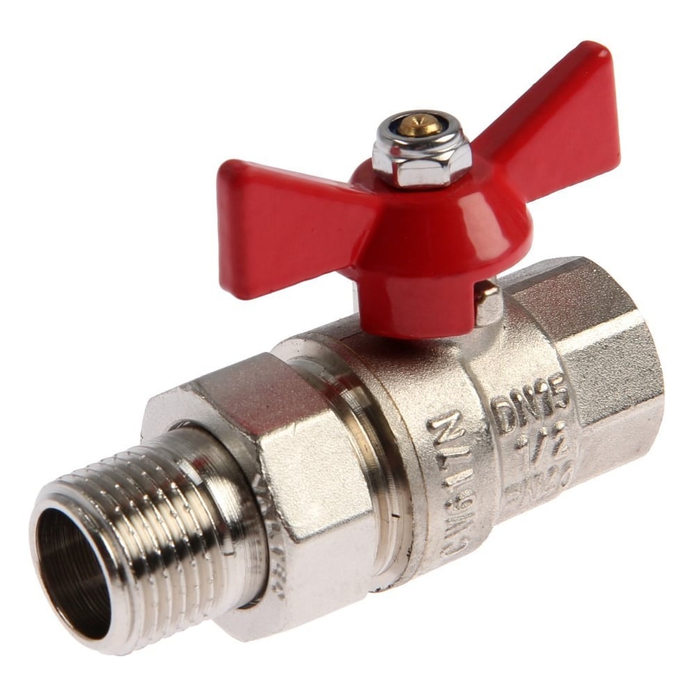 Изображение товара Кран шаровой полнопроходной из латуни диаметр 32 мм с бабочковой ручкой VT.227