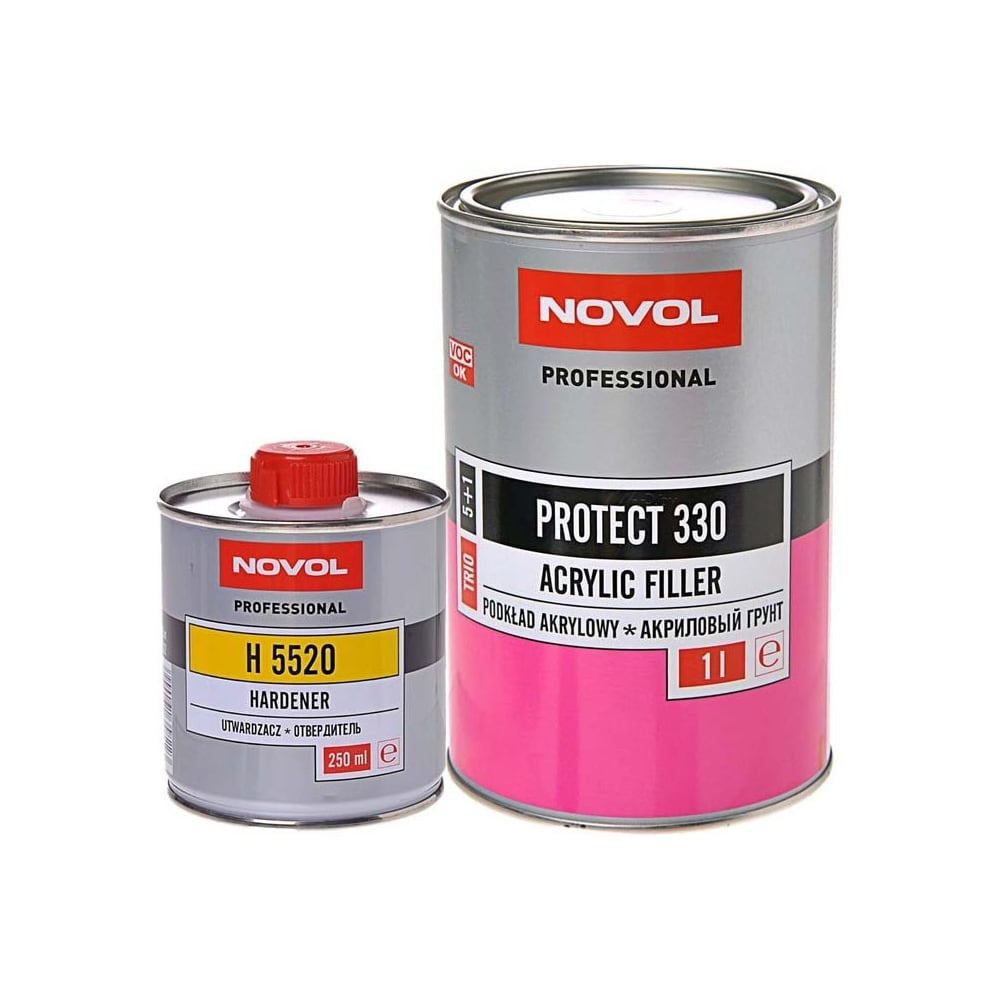 Изображение товара Грунт акриловый с отвердителем NOVOL 330 5+1 1л+0,2л черный для авто