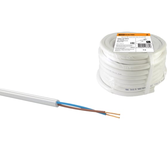 Изображение товара Провод TDM ELECTRIC ПВС 2х2,5 ГОСТ 5м, белый SQ0118-0004