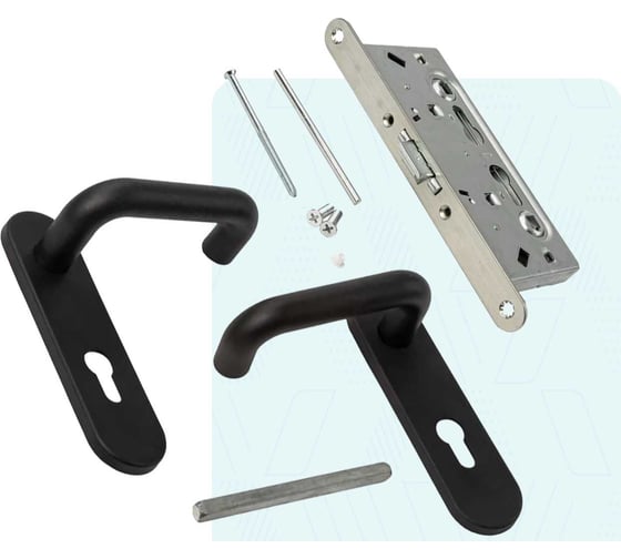 Изображение товара Комплект замка и ручки на планке для противопожарных дверей ELEMENTIS ELM172MP