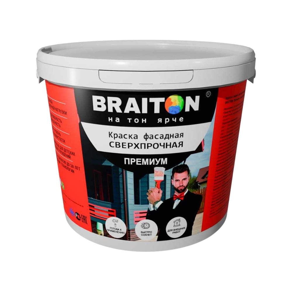 Изображение товара Фасадная краска BRAITON Paint Премиум ВД, 4 кг, патиново-зеленый RAL 6000