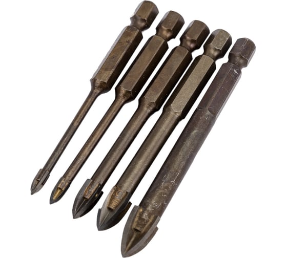 Изображение товара Набор сверл по керамике DH05-4 (5 шт; 3-10 мм; шестигранный хвостовик) DEKO 065-0535