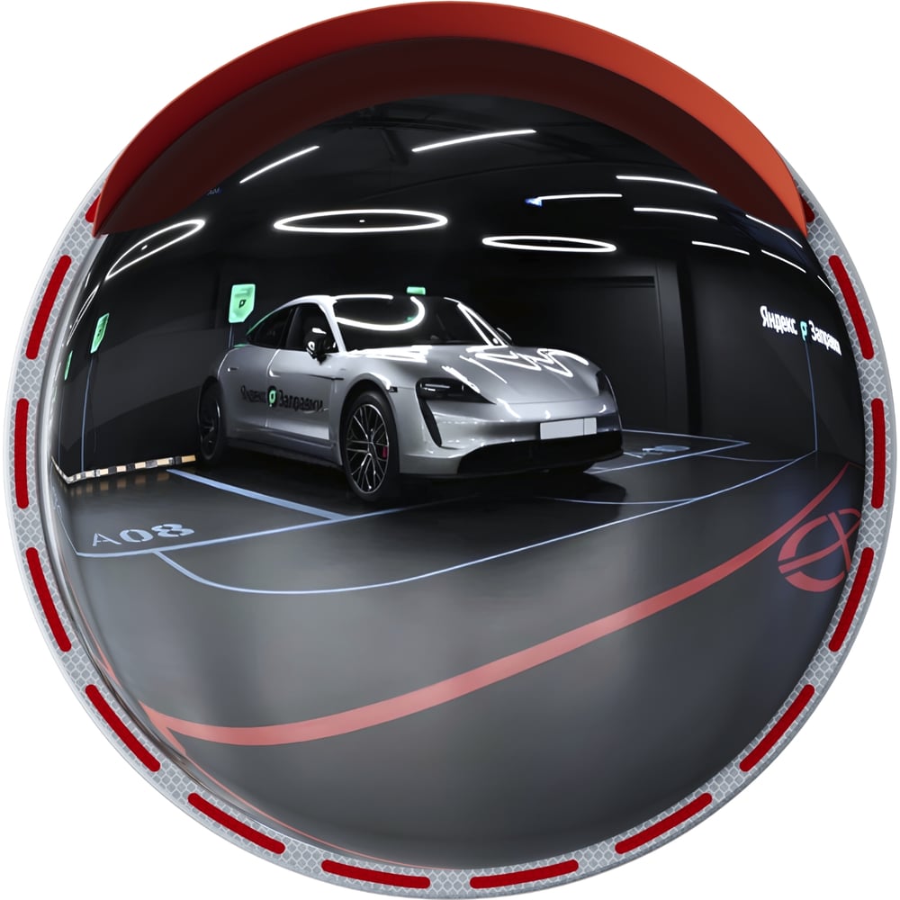 Изображение товара Зеркало сферическое из нержавеющей стали с козырьком диаметром 600 мм