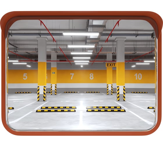 Изображение товара Зеркало сферическое прямоугольное с козырьком Технология 450/600 мм из нержавеющей стали 00-00008688