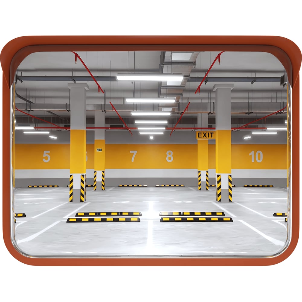 Изображение товара Зеркало сферическое прямоугольное с козырьком из нержавеющей стали 600х800 мм