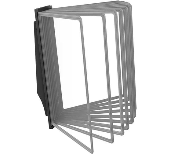 Изображение товара Демосистема настенная перекидная VRT АККОРД с черным основанием, 10 рамок А4, серого цвета 04130.01