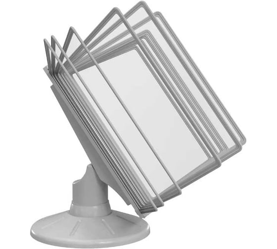 Изображение товара Демосистема настольная вращающаяся перекидная VRT СЮИТА 10 рамок А4, серого цвета 04111.01