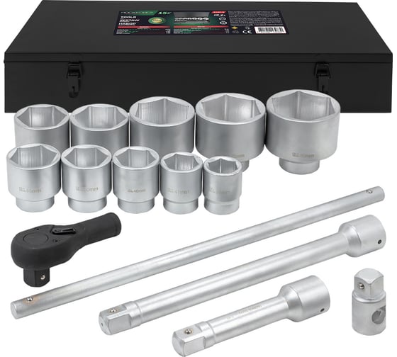 Изображение товара Набор инструментов Rockforce 15 предметов 1''6гр.(36,41,46,50,55,60,65,70,75,80мм),в метал. кейсе RF-8141-5(64503)