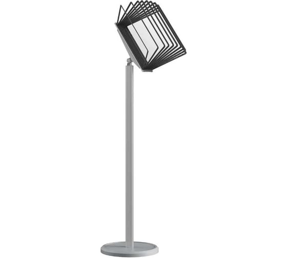 Изображение товара Демосистема перекидная напольная VRT МАЧТА с регулируемым углом наклона, серого цвета, 10 рамок А4, черные 04146.04