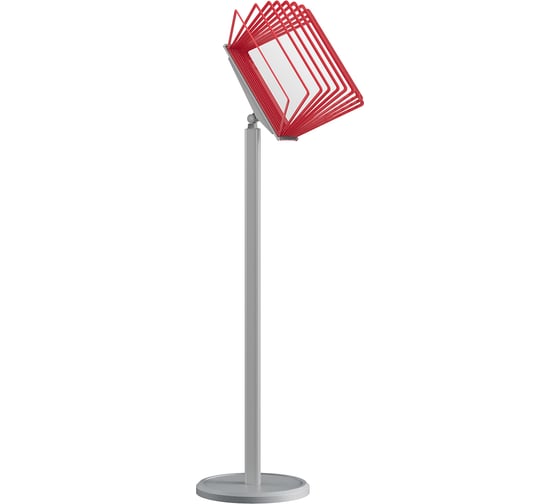 Изображение товара Демосистема перекидная напольная VRT МАЧТА с регулируемым углом наклона, серого цвета, 10 рамок А4, красные 04146.02