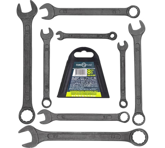 Изображение товара Ключи комбинированные FORS&TUNE набор 8 предметов (6, 8, 10, 12-14, 17, 19мм) FORSandTUNE-5086 BLACK(65050)