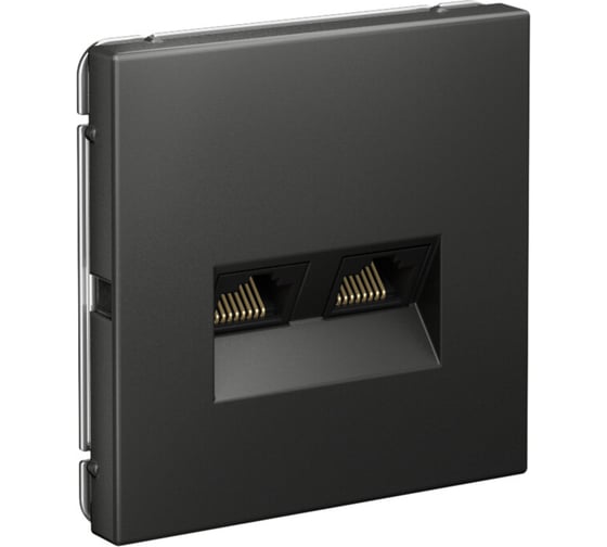 Изображение товара Розетка двойная компьютерная Systeme Electric ARTGALLERY RJ45+RJ45, кат. 5е, механизм, базальт GAL001485