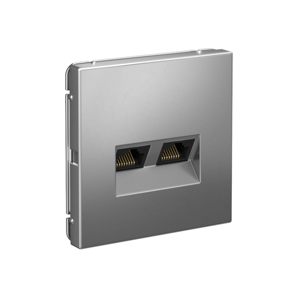 Розетка компьютерная двойная Systeme Electric ArtGallery, RJ45+RJ45, кат. 5е, механизм, Сталь GAL000985