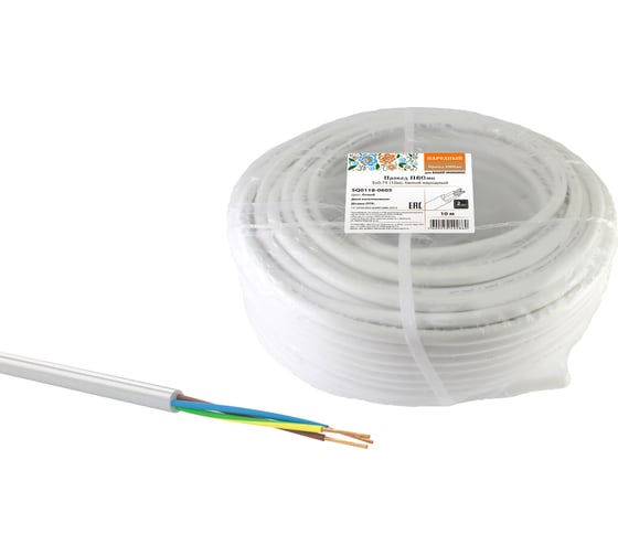 Изображение товара Провод TDM ELECTRIC ПВСмб 3х0,75 10м, белый Народный SQ0118-0605