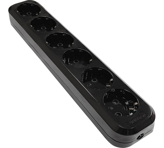 Изображение товара Колодка UNIVersal 6 гнезд, с/з, AБС-пластик, черный, еврослот 2240