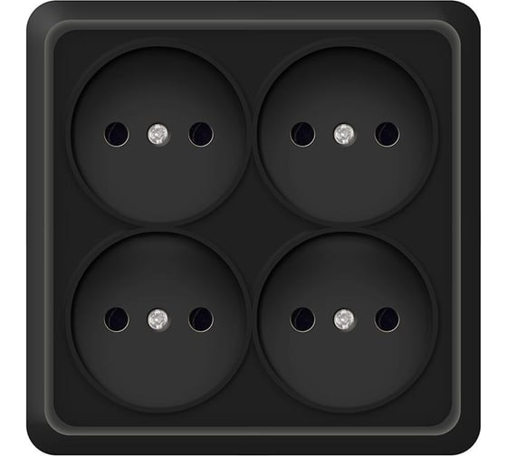 Изображение товара Розетка четырехместная UNIVersal серия Олимп квадратная, б/з, о/у, 16А, 220В, черная, еврослот 2220