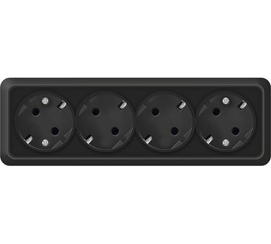 Изображение товара Розетка четырехместная UNIVersal серия Олимп с/з, о/у, 16А, 220В, черная, еврослот 2221