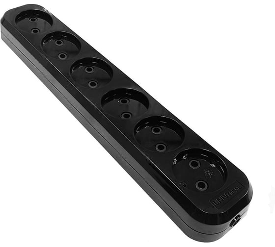 Изображение товара Колодка UNIVersal 6 гнезд, б/з, AБС-пластик, черный, еврослот 2239