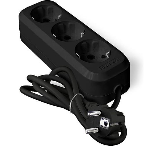 Изображение товара Удлинитель UNIVersal У10-554 ПВС 3*0,75, 3 гнезда, с/з, 2м, еврослот, черный 1981