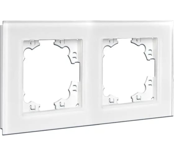 Изображение товара Рамка двухместная универсальная UNIVersal серия Афина стеклянная, белая, еврослот 2243