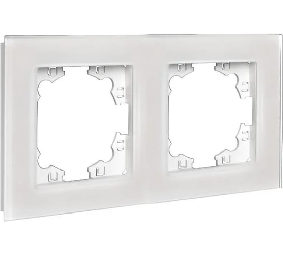 Изображение товара Рамка двухместная универсальная UNIVersal серия Афина стеклянная, жемчуг, еврослот 2261