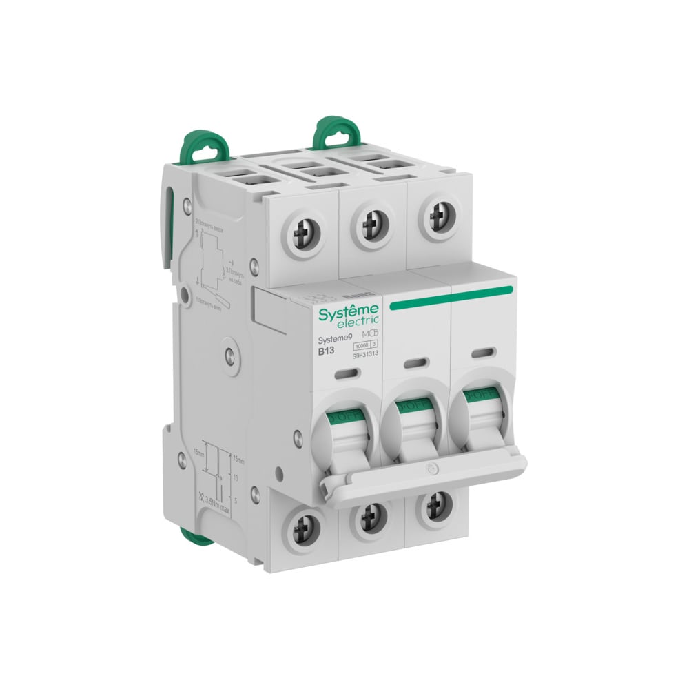 Изображение товара Автоматический выключатель Systeme Electric Systeme9 B 13A 3P 10kA 400В