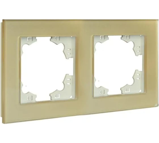 Изображение товара Рамка двухместная универсальная UNIVersal серия Афина стеклянная, золото, еврослот 2291