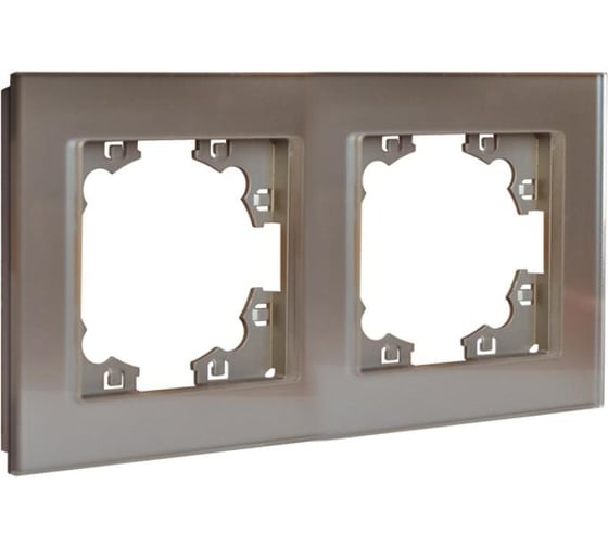 Изображение товара Рамка двухместная универсальная UNIVersal серия Афина стеклянная, мокко, еврослот 2285