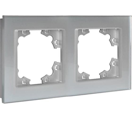 Изображение товара Рамка двухместная универсальная UNIVersal серия Афина стеклянная, серебро, еврослот 2267