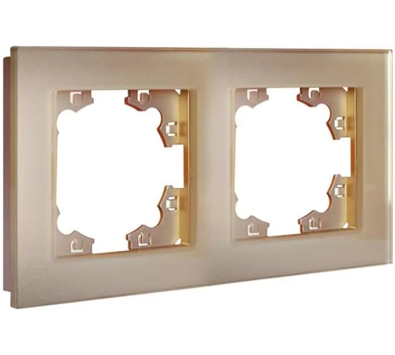 Изображение товара Рамка двухместная универсальная UNIVersal серия Афина стеклянная, шампань, еврослот 2279