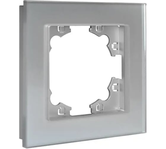 Изображение товара Рамка одноместная UNIVersal UNIV серия Афина стеклянная, серебро, еврослот 2266