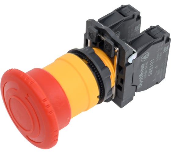 Изображение товара Кнопка аварийной остановки Systeme Electric SB5 в сборе, 22мм, 40мм, повернуть для возврата, пластик 1НО+1НЗ SB5AS8445